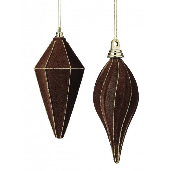 VP Flocked Finial w/Glitter Ornament, 7.5-8" (2 styles - sold individually) (Chocolate) - Image 3