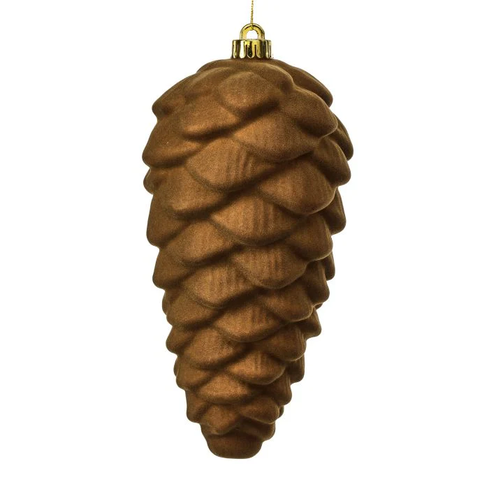 VP Flocked Pinecone Ornaments, 10" (Set of 3) (Brown)
