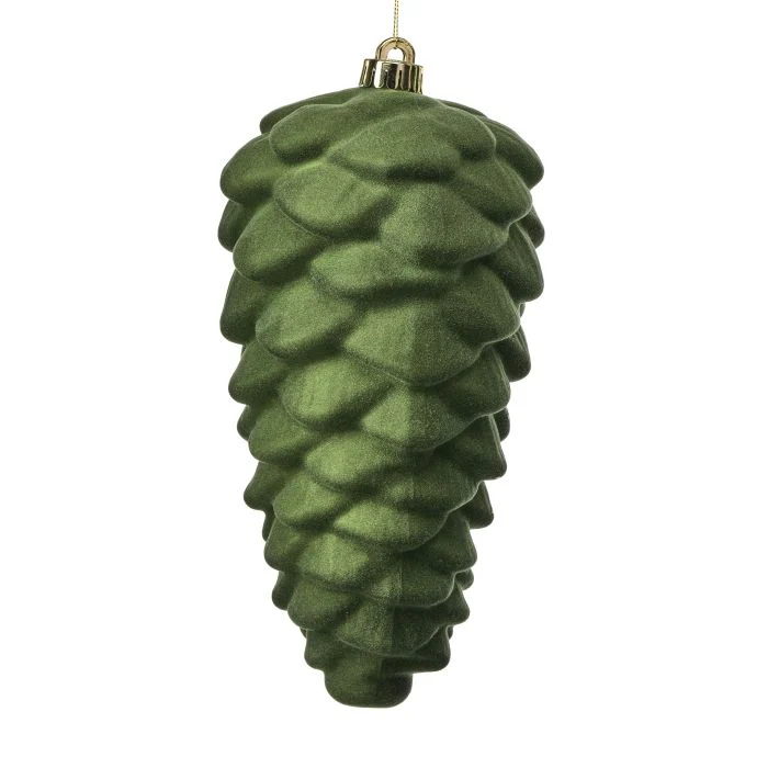 VP Flocked Pinecone Ornaments, 10" (Set of 3) (Green)
