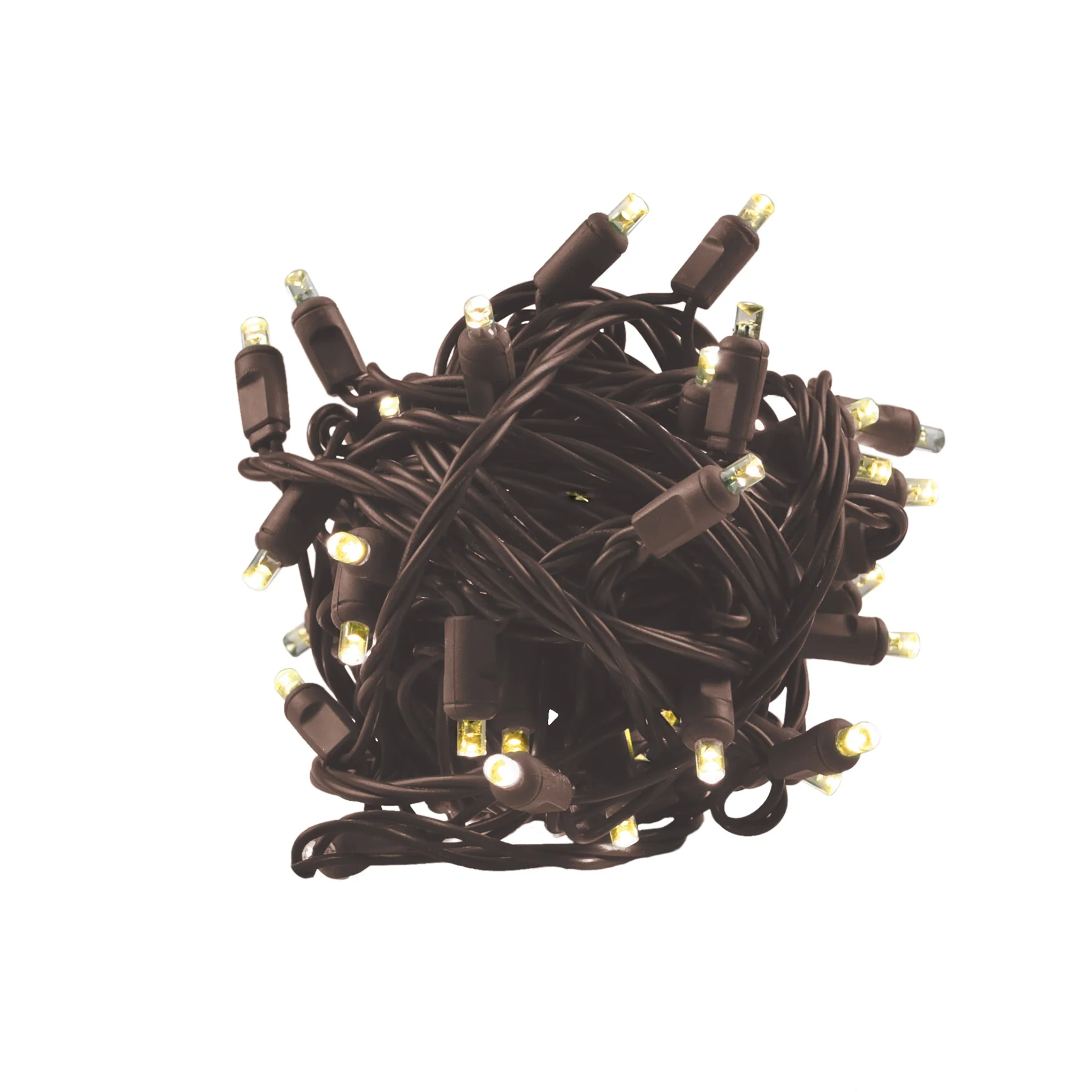 Warm White Mini Light Set, Brown Wire, 50' (100 bulbs, 6" spacing)