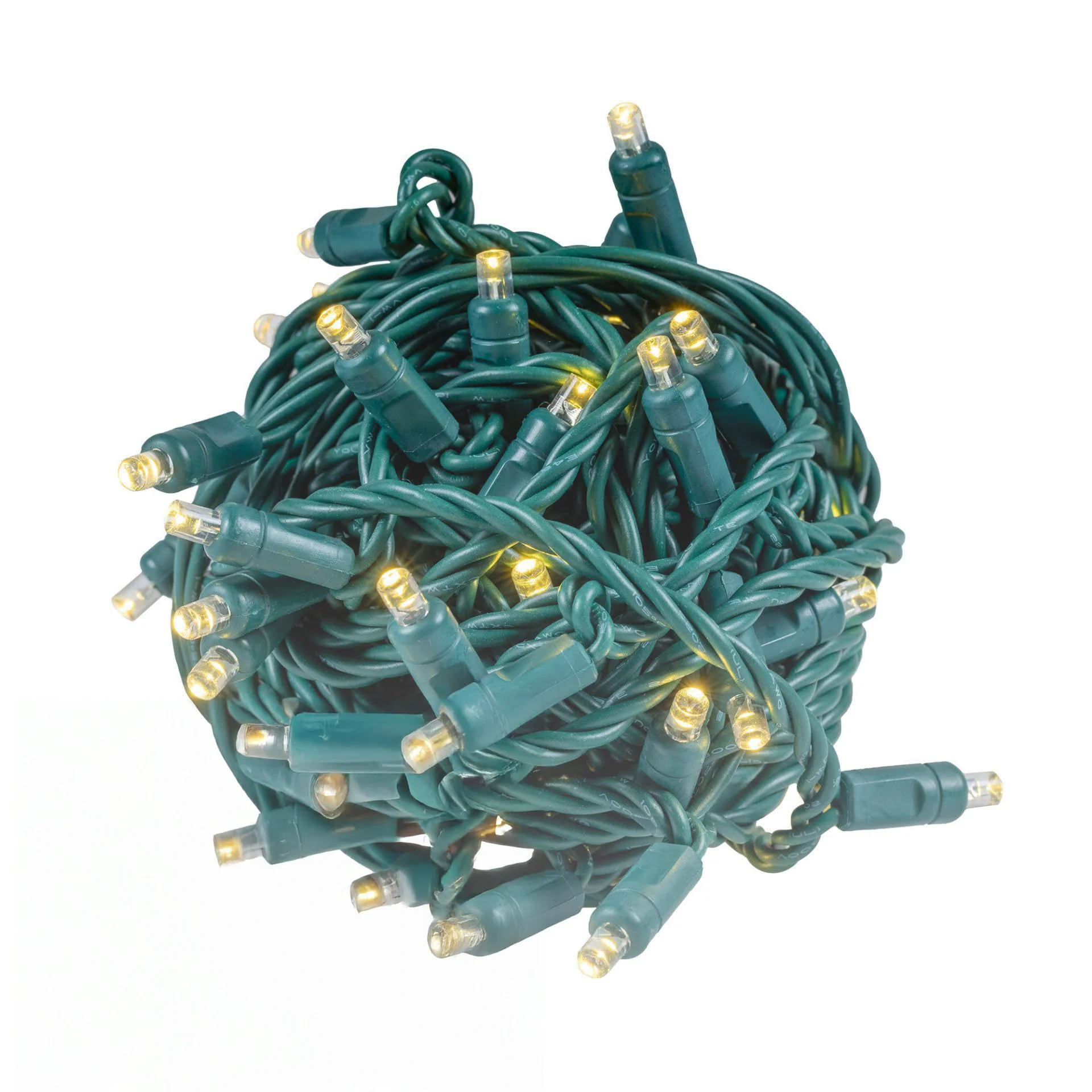 Warm White Mini Light Set, Green Wire, 17.3 ' (50 bulbs, 4" spacing)
