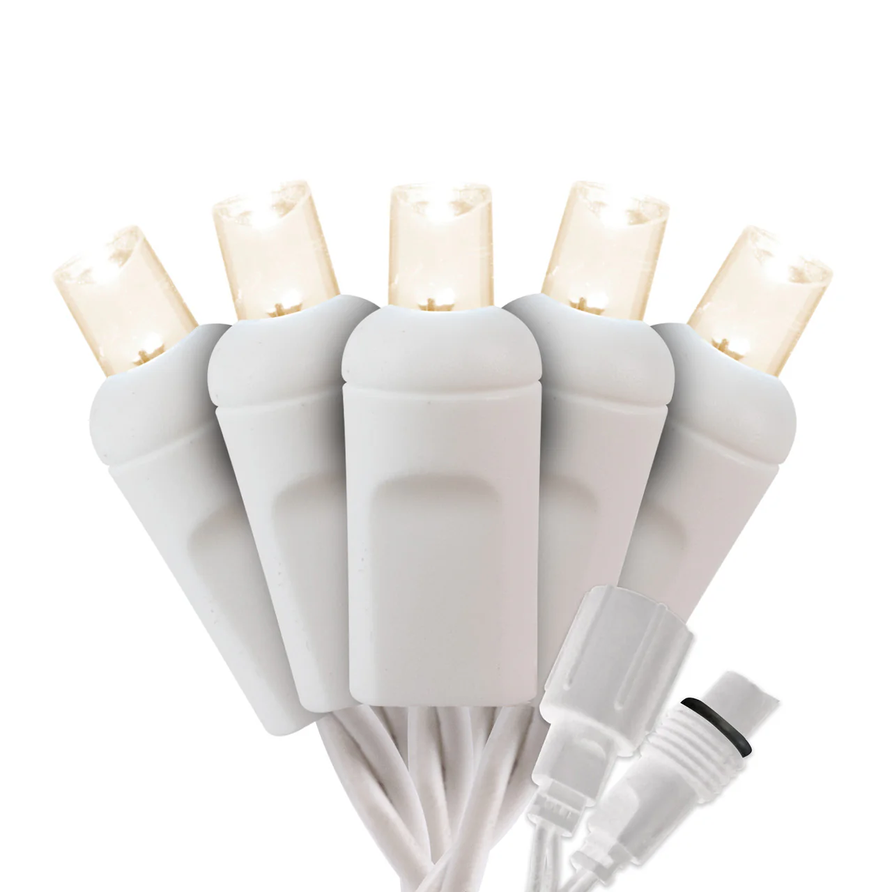 Warm White Mini Light Set, White Wire, 25' (50 bulbs, 6" spacing)