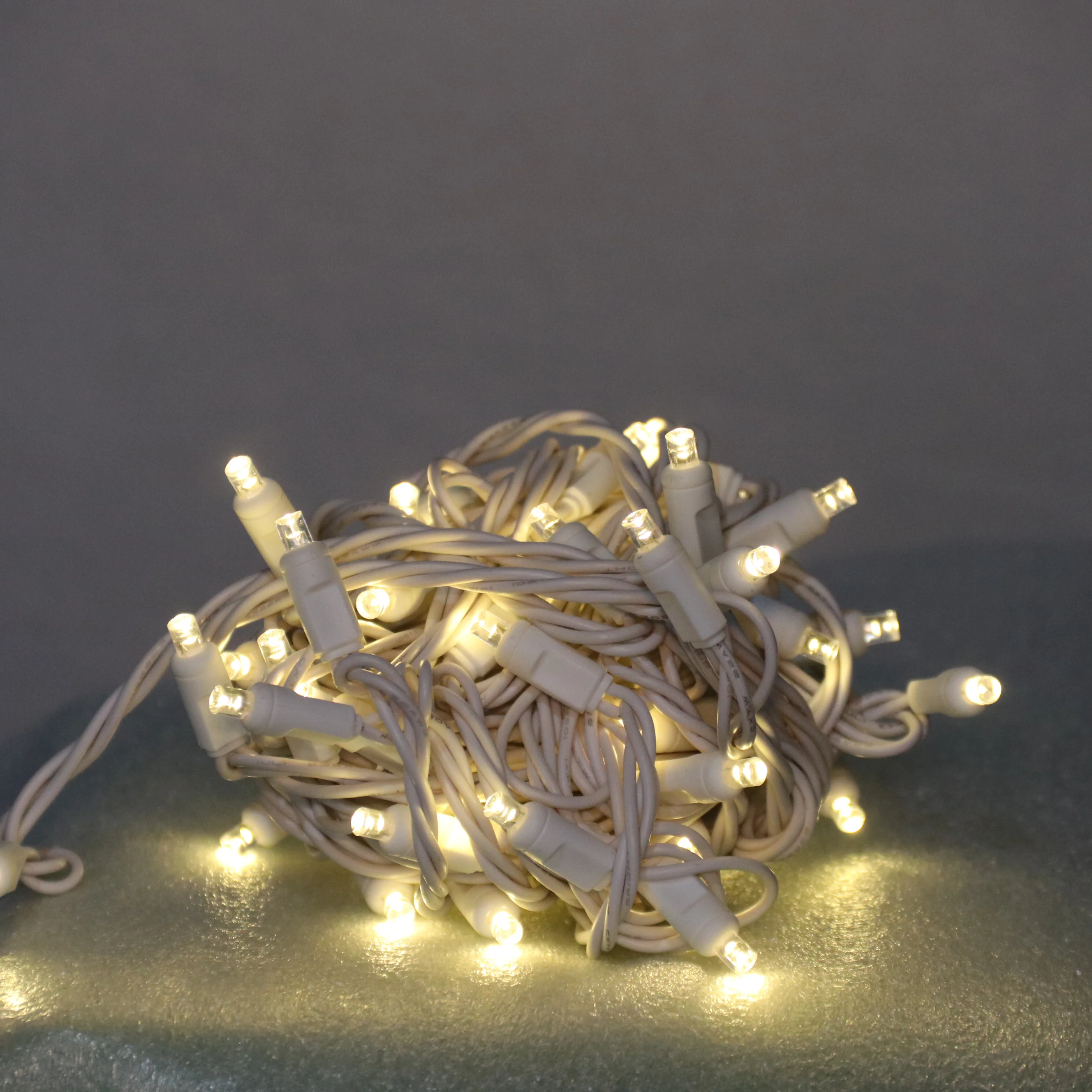 Warm White Mini Light Set, White Wire, 25' (50 bulbs, 6" spacing) - Image 2