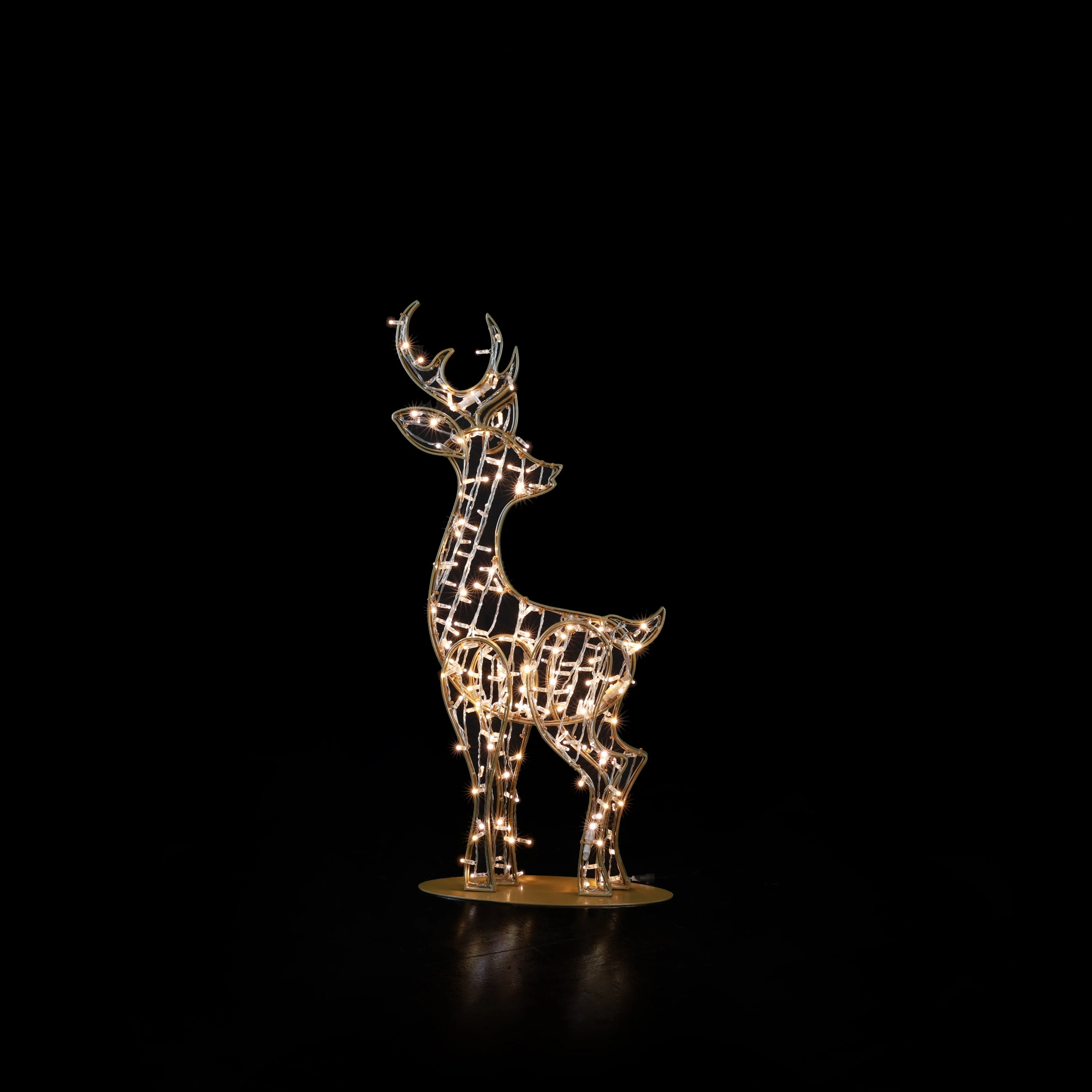 Large Watchful Deer Figure, LED Lit w/Fiberglass, 54"