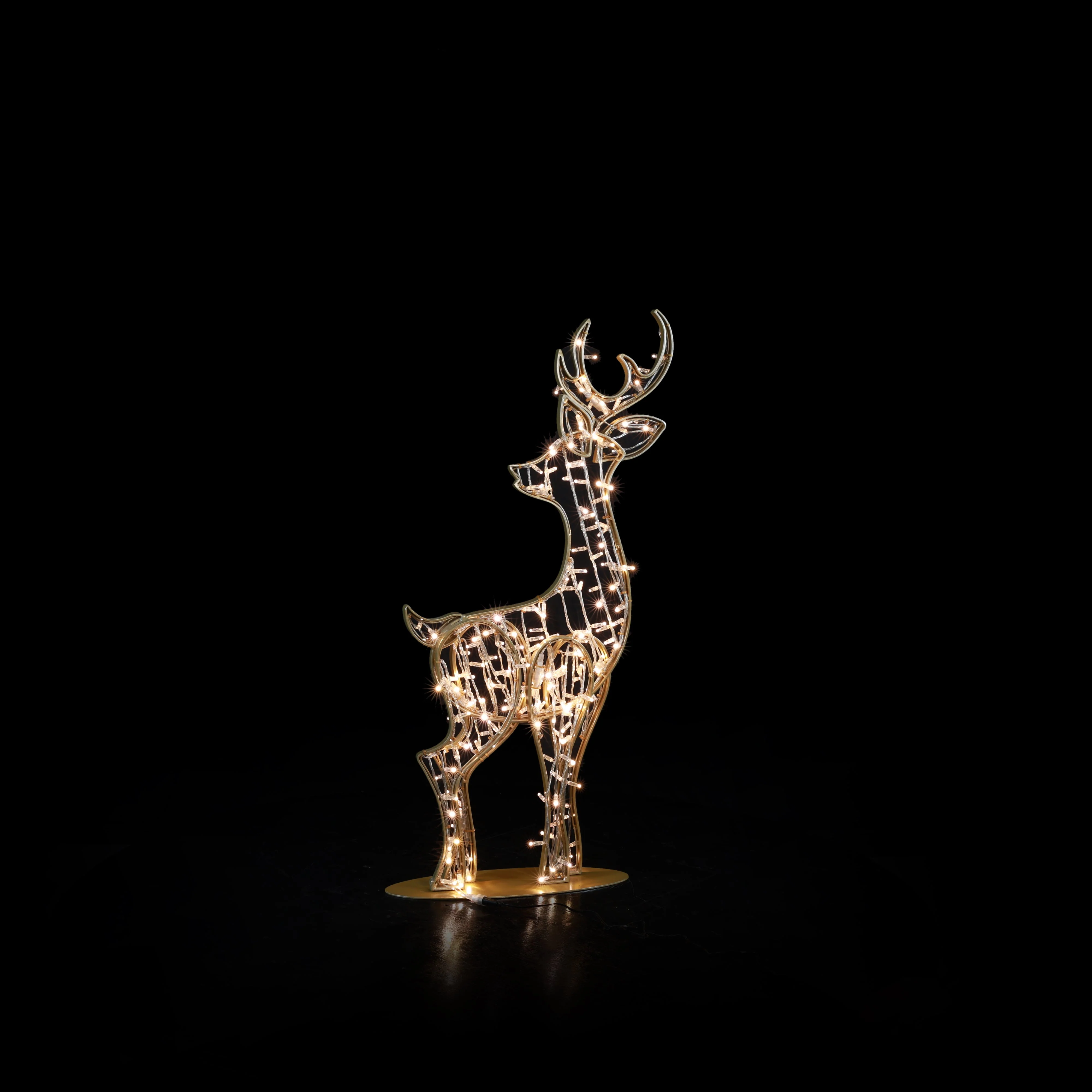 Large Watchful Deer Figure, LED Lit w/Fiberglass, 54" - Image 3
