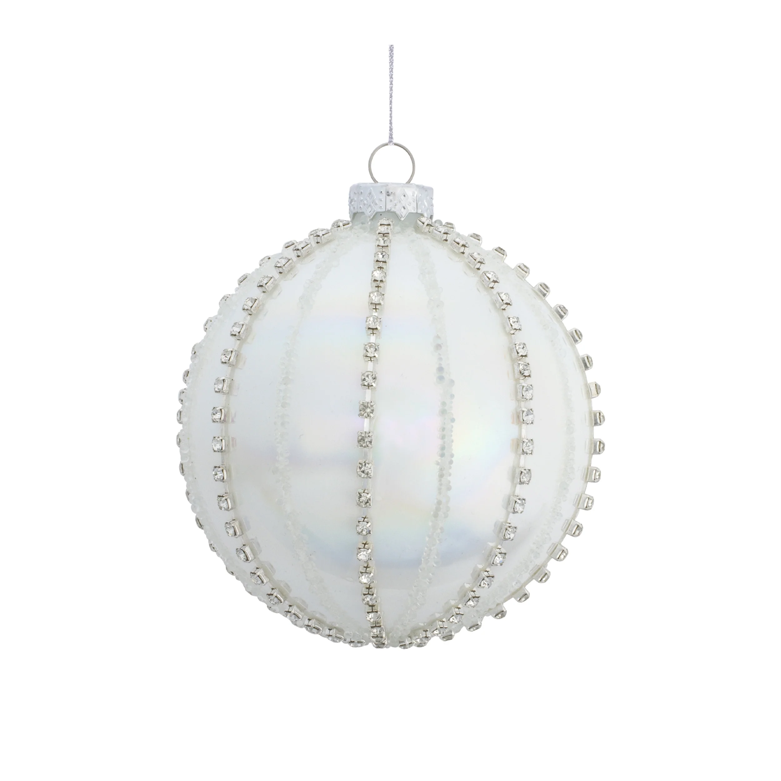 White Glass Ornament, 4" - 5" (2 styles - sold individually)