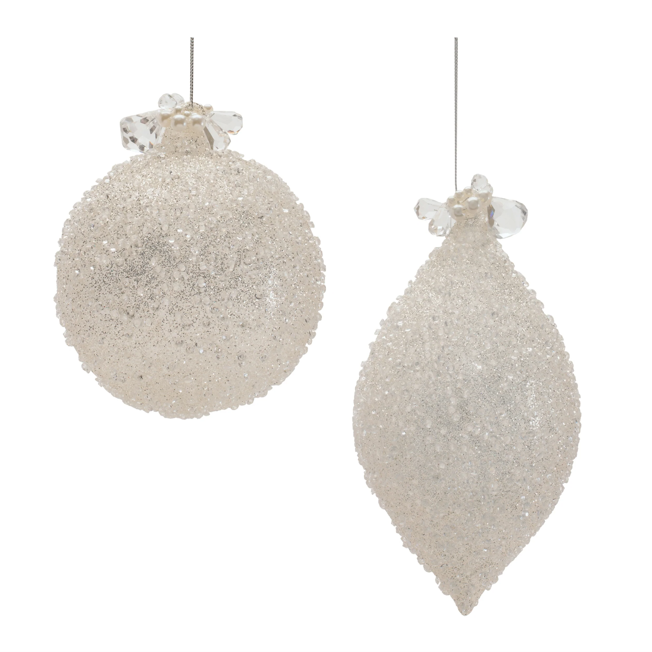 White Glass Ornament, 5 - 7" (2 styles - sold individually)