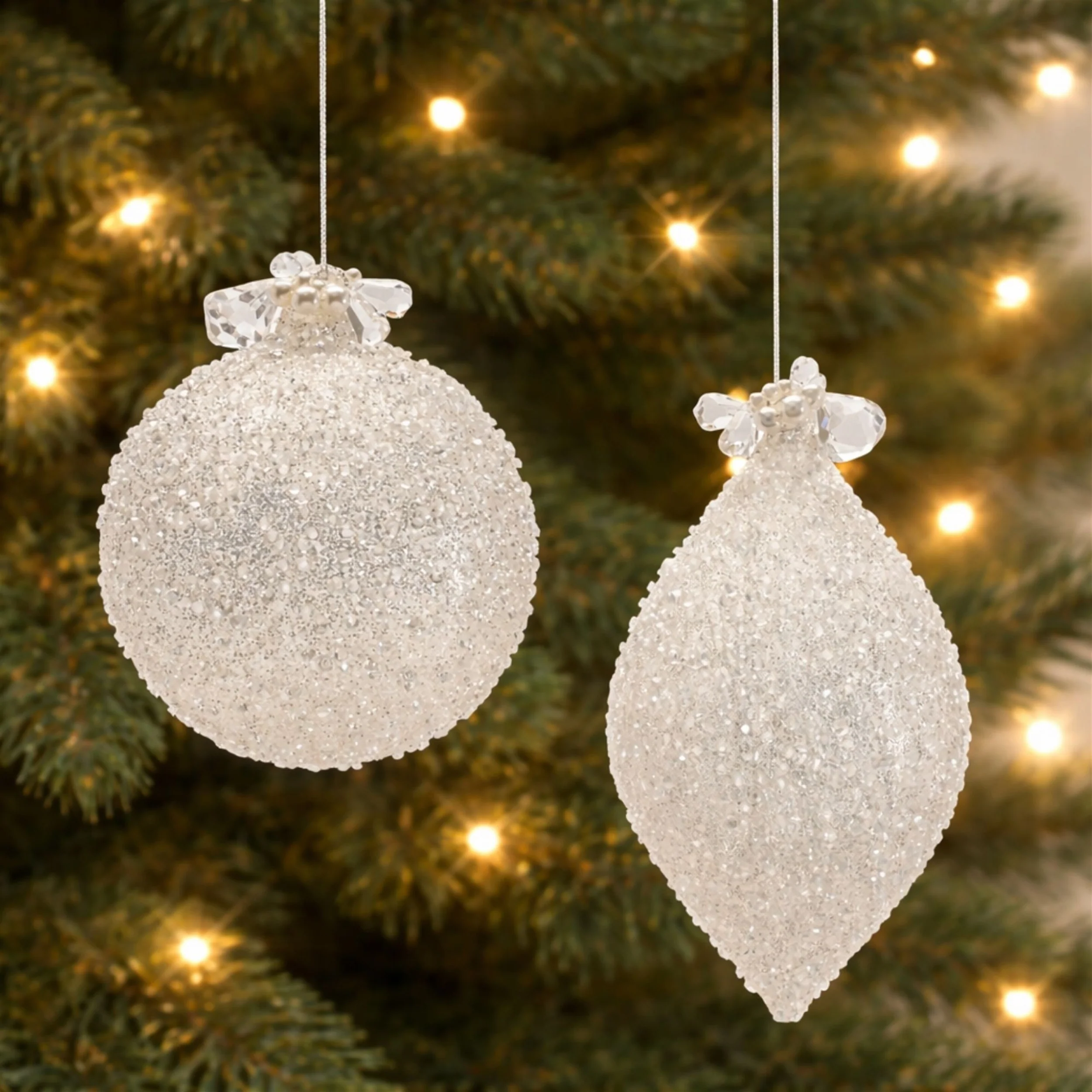 White Glass Ornament, 5 - 7" (2 styles - sold individually) - Image 2