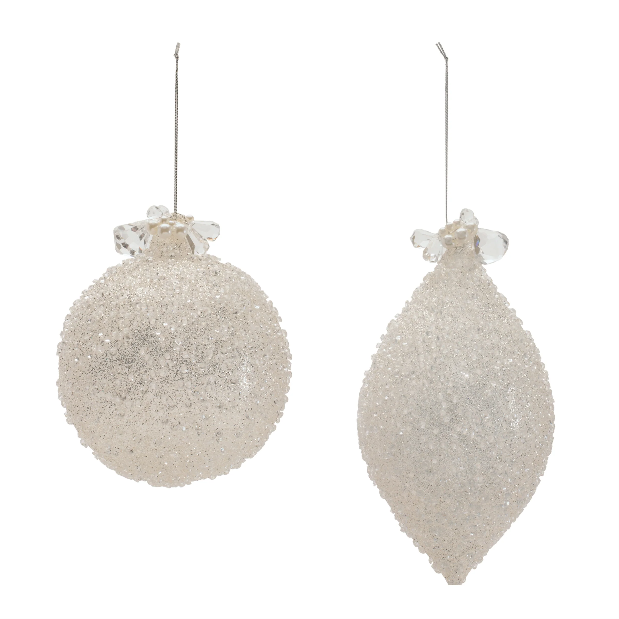 White Glass Ornament, 5 - 7" (2 styles - sold individually) - Image 3
