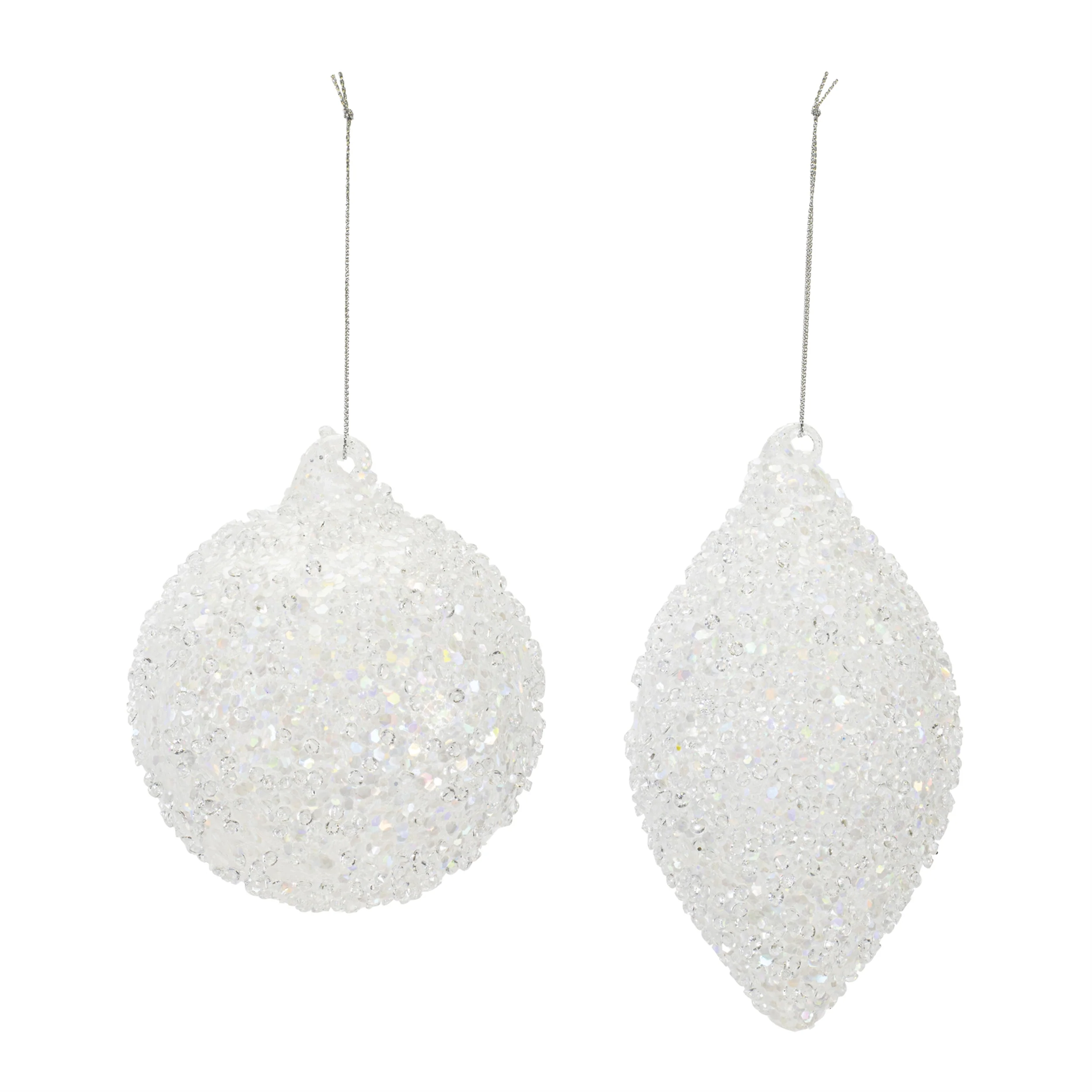 White Glass Ornament, 5" (2 styles - sold individually)