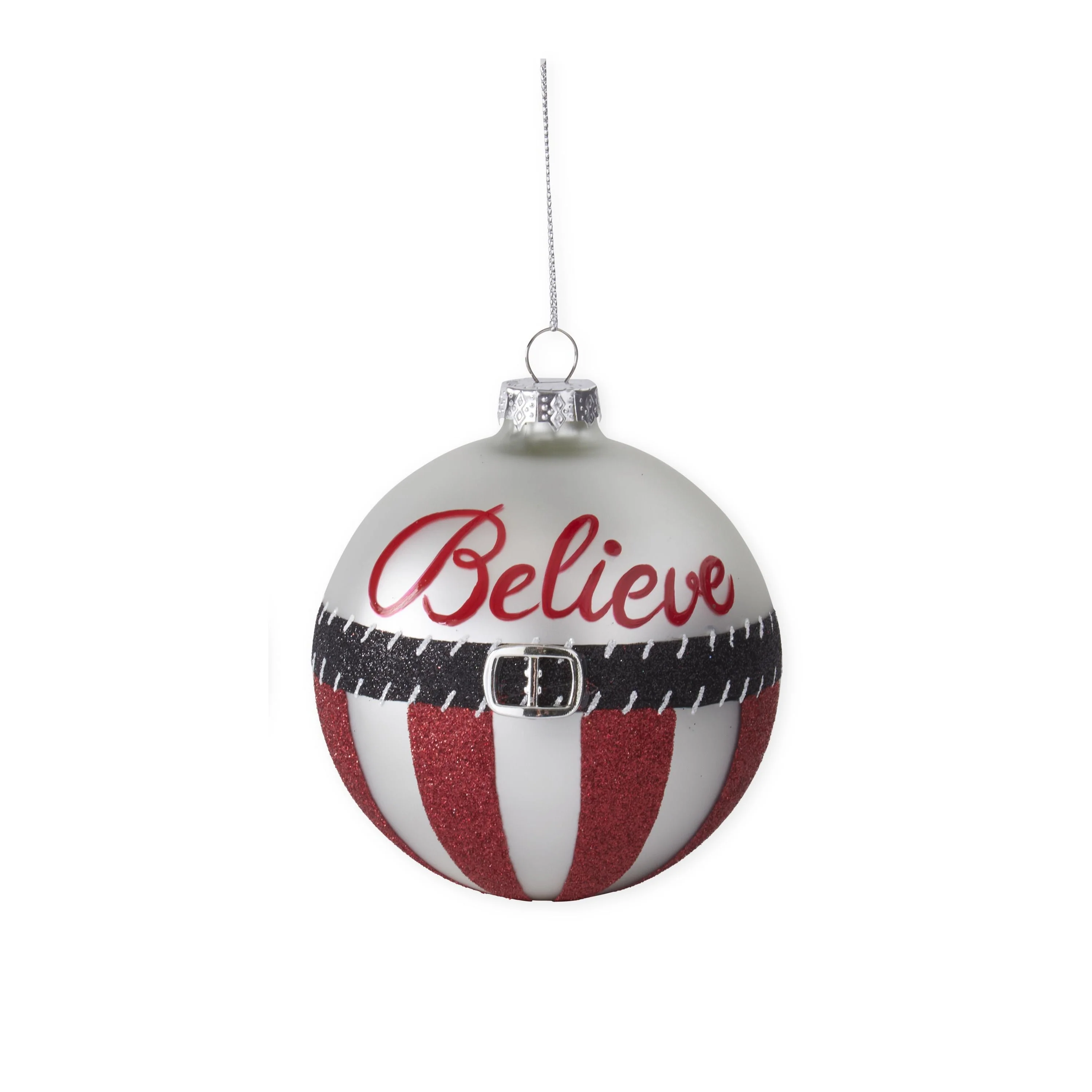 White & Red Merry Christmas & Believe Ornament, 4" (2 styles - sold individually) - Image 3