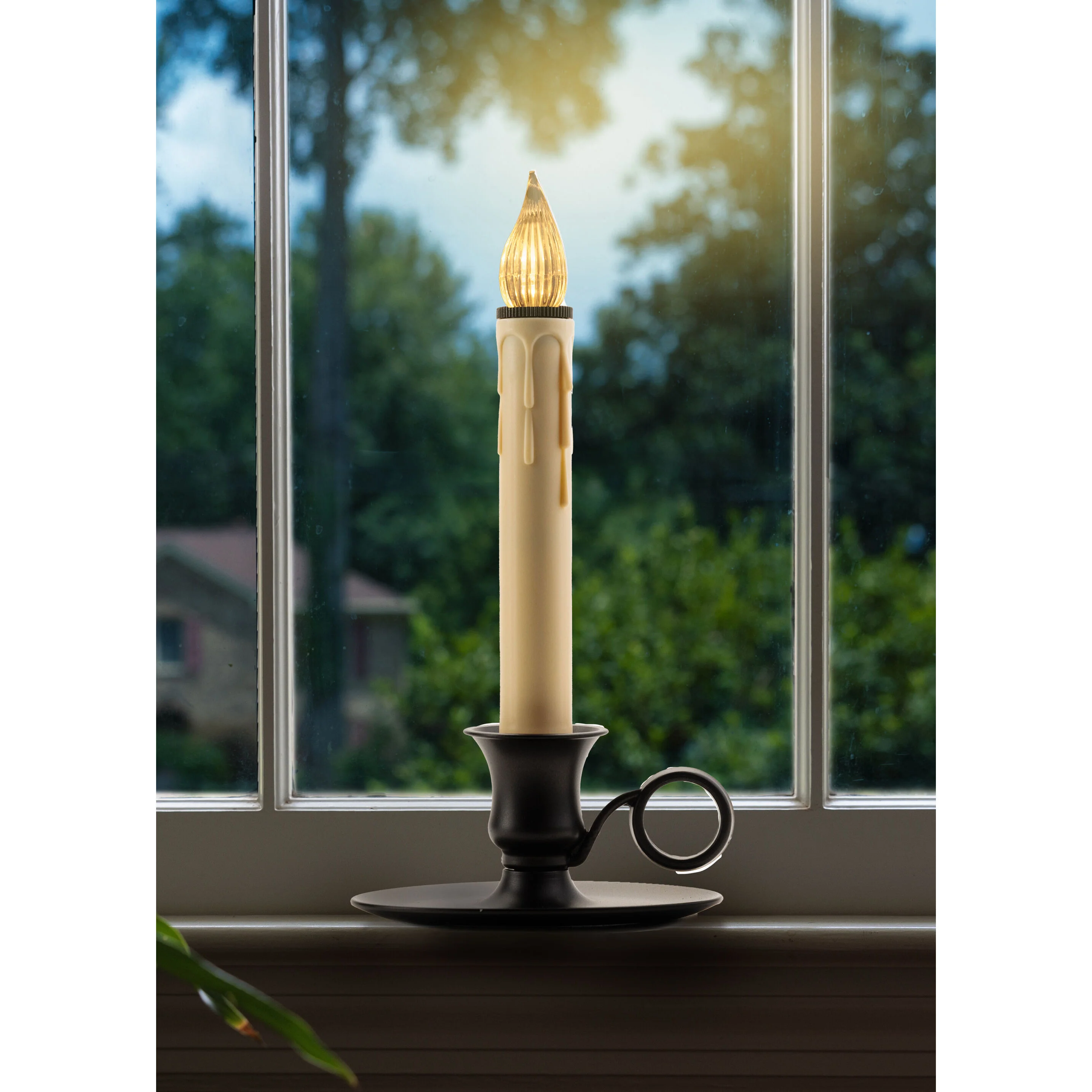 Williamsburg Antique Bronze LED Bulb Candle W/ Sensor, 9" (Set of 4) - Image 2