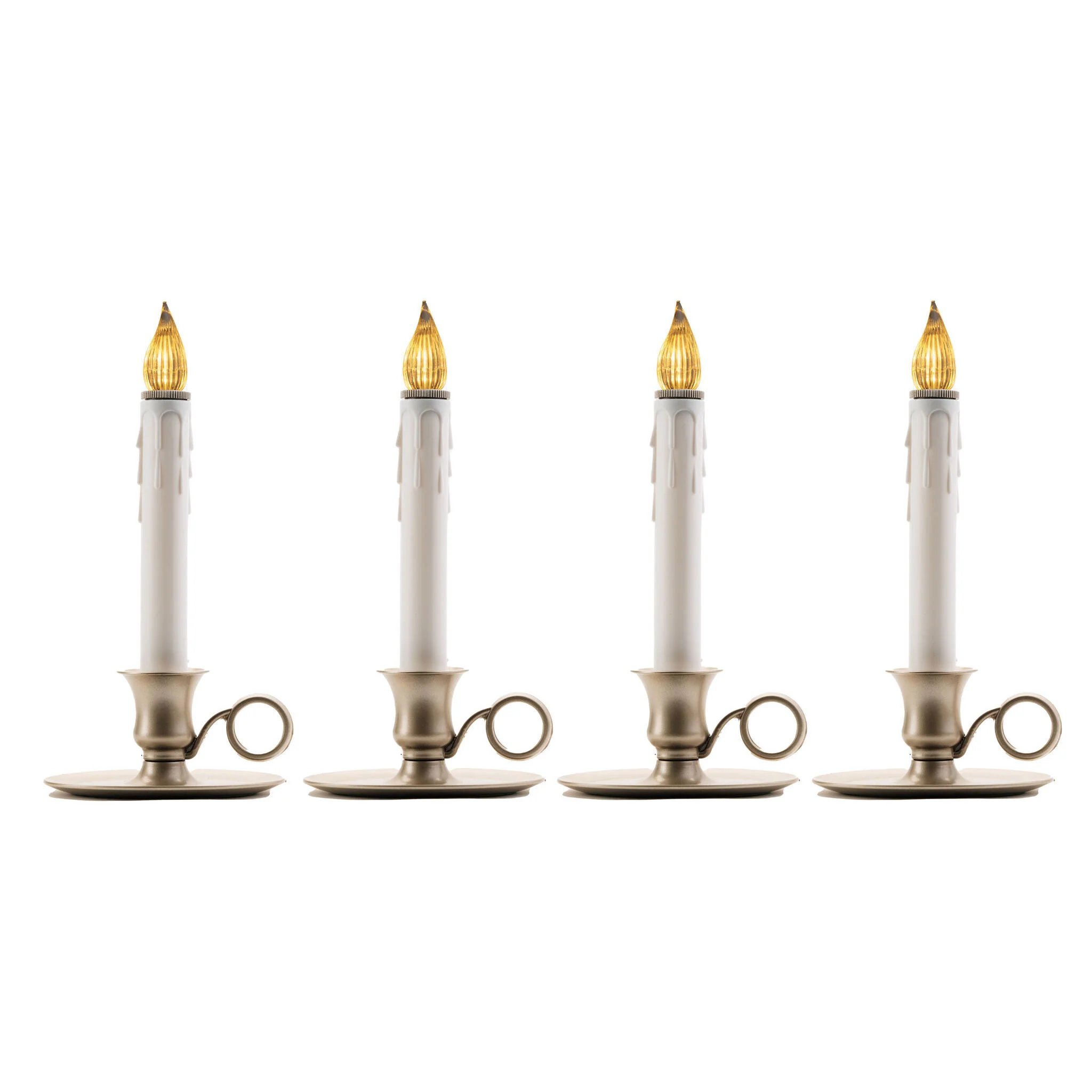 Williamsburg Pewter LED Bulb Candle W/ Sensor, 9" (Set of 4)