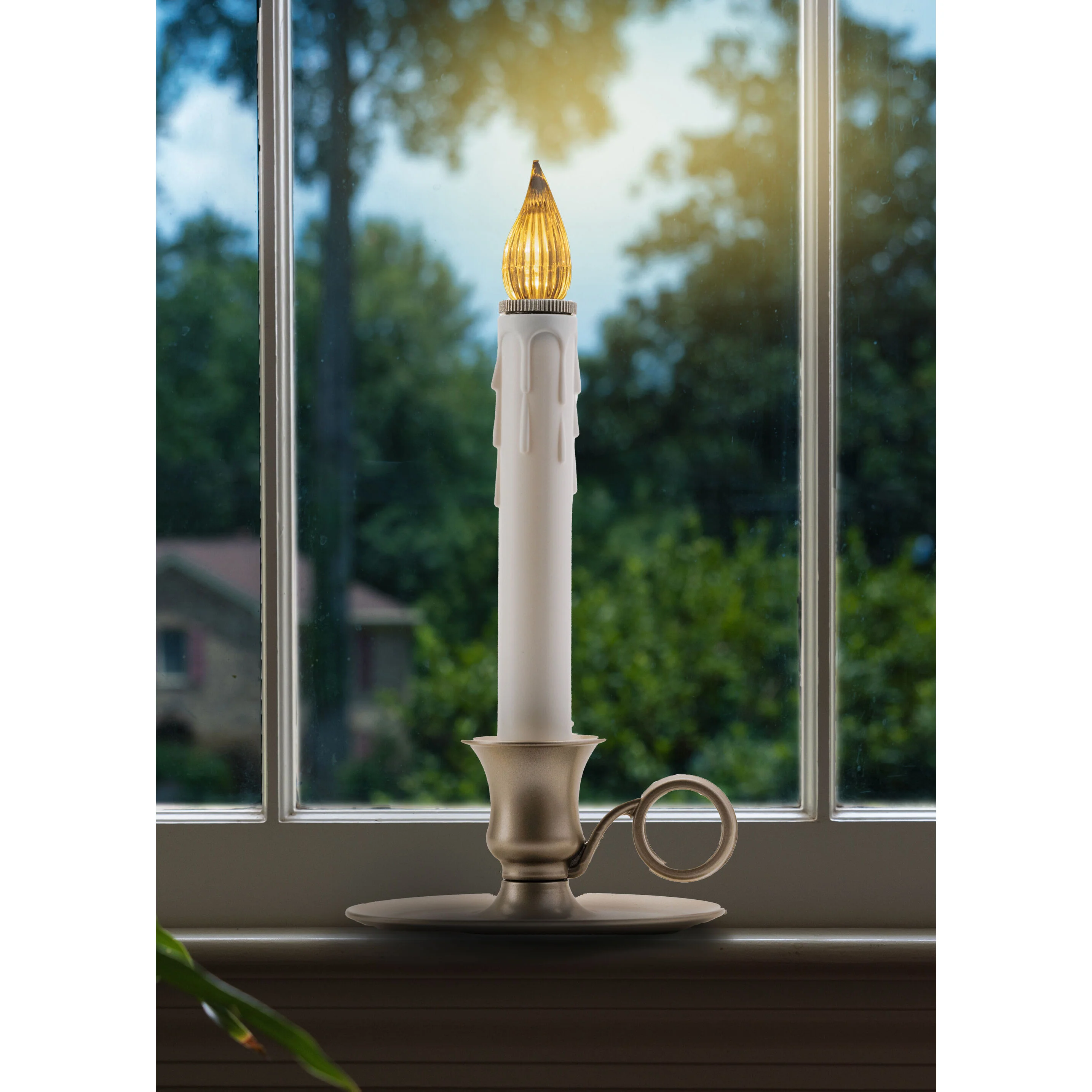 Williamsburg Pewter LED Bulb Candle W/ Sensor, 9" (Set of 4) - Image 2