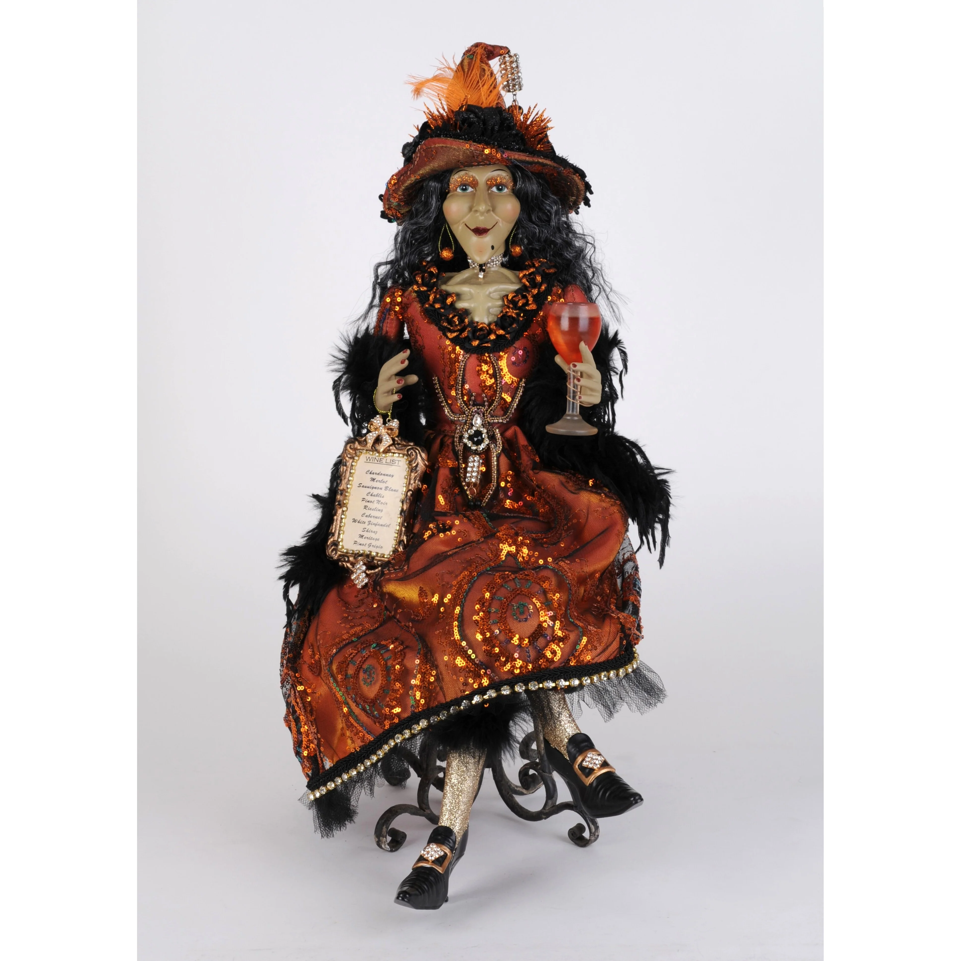 Wine Elegance Sitting Witch Figurine, 26"