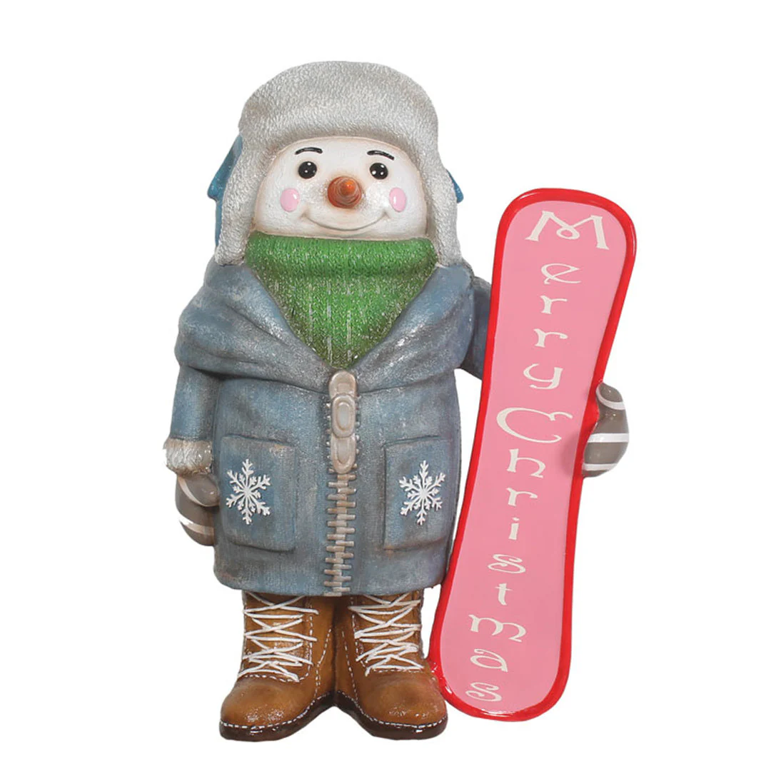 Large Fiberglass Winter Snowman Figure, 36"