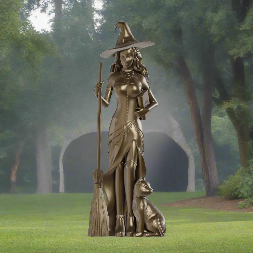 Large Fiberglass Witch Statue, 54"