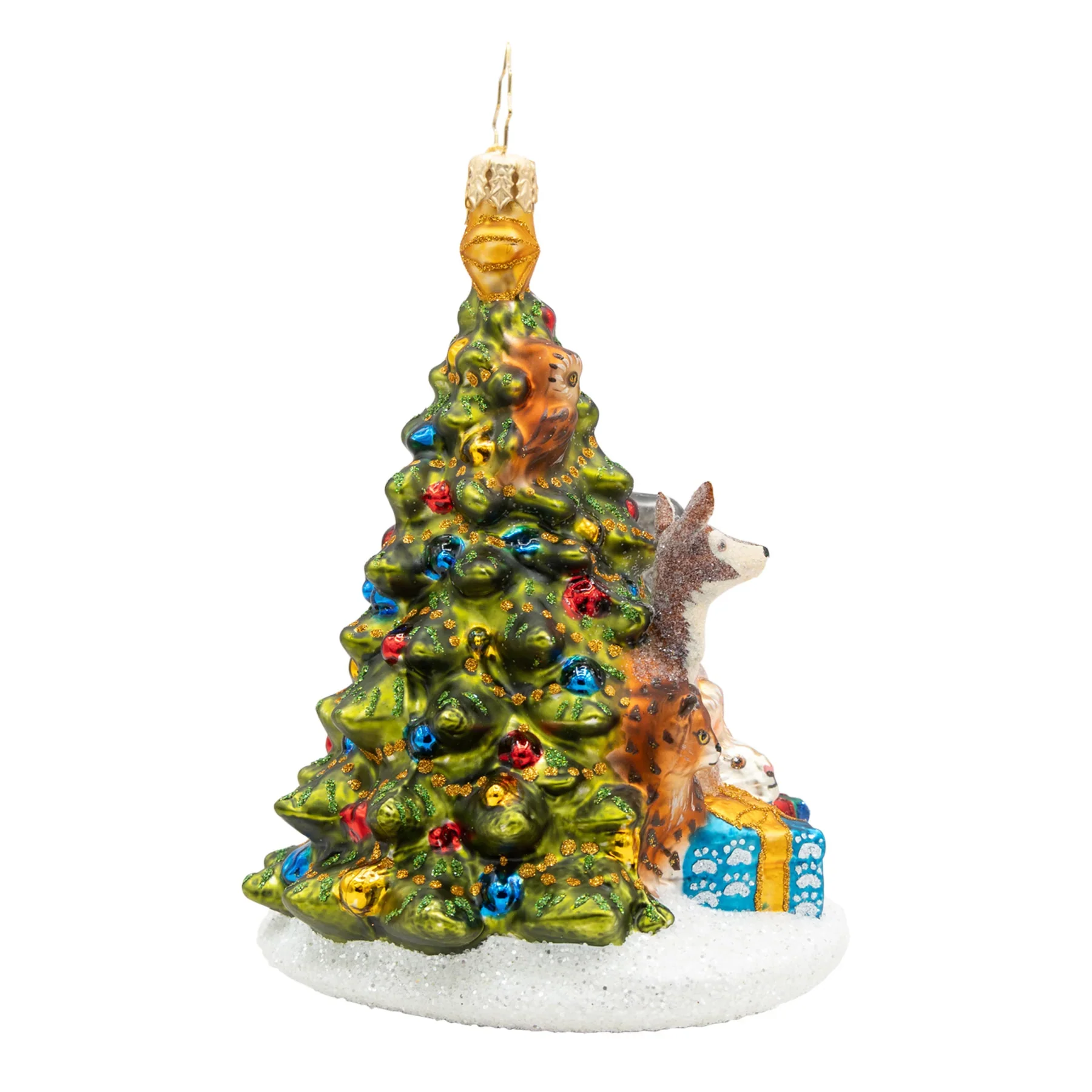 Woodland Celebration Christmas Tree Glass Ornament, 6" - Image 4