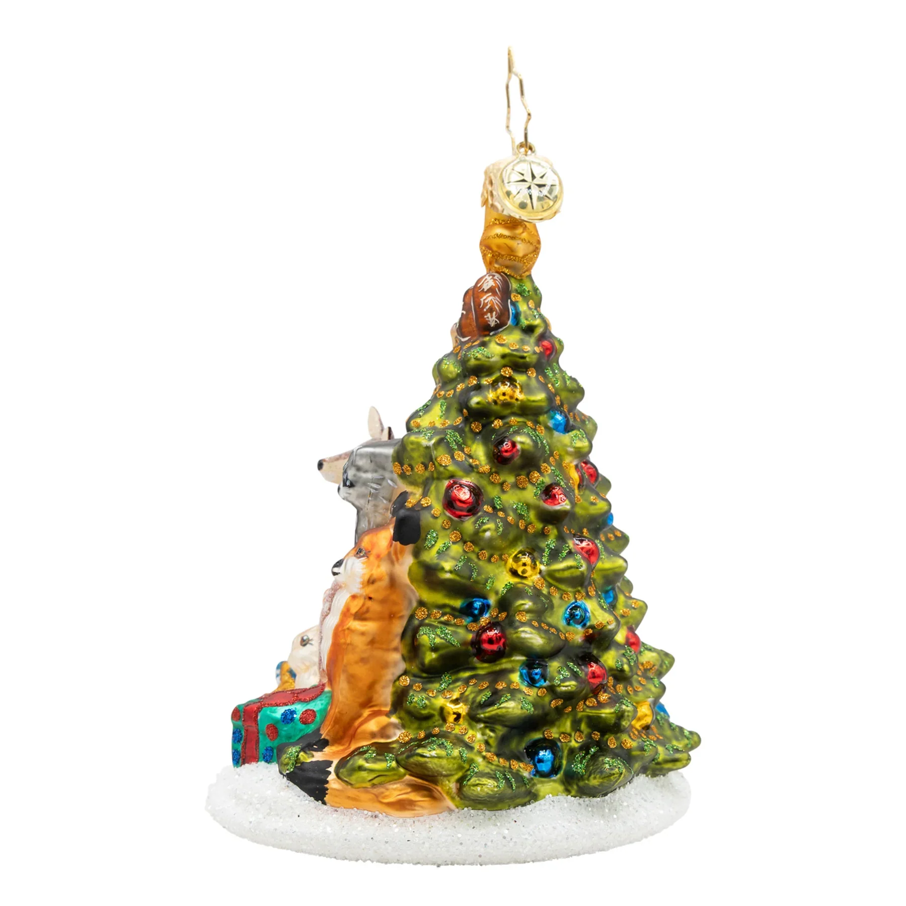 Woodland Celebration Christmas Tree Glass Ornament, 6" - Image 5