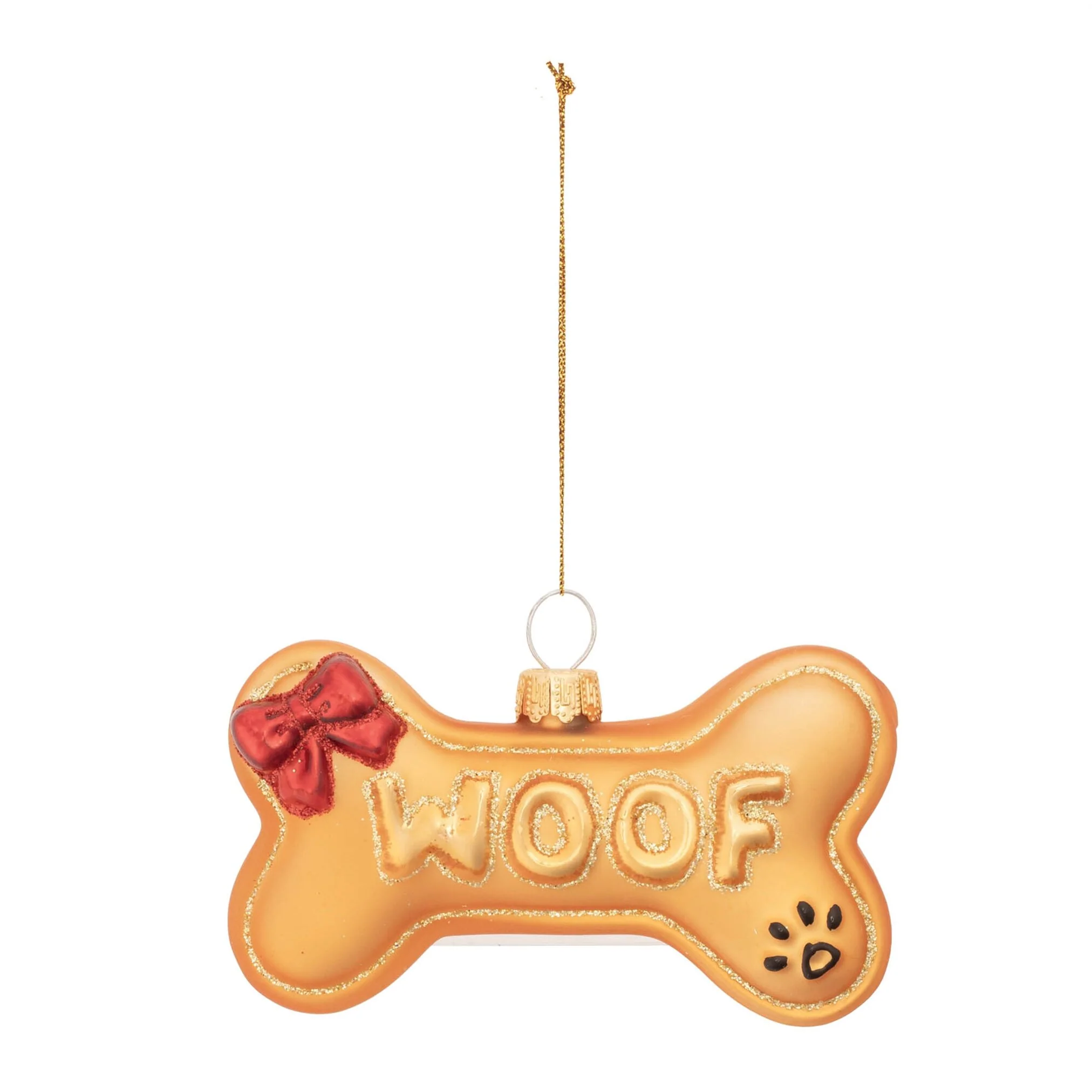 Glass Woof Bone Ornament, 3" - Image 2