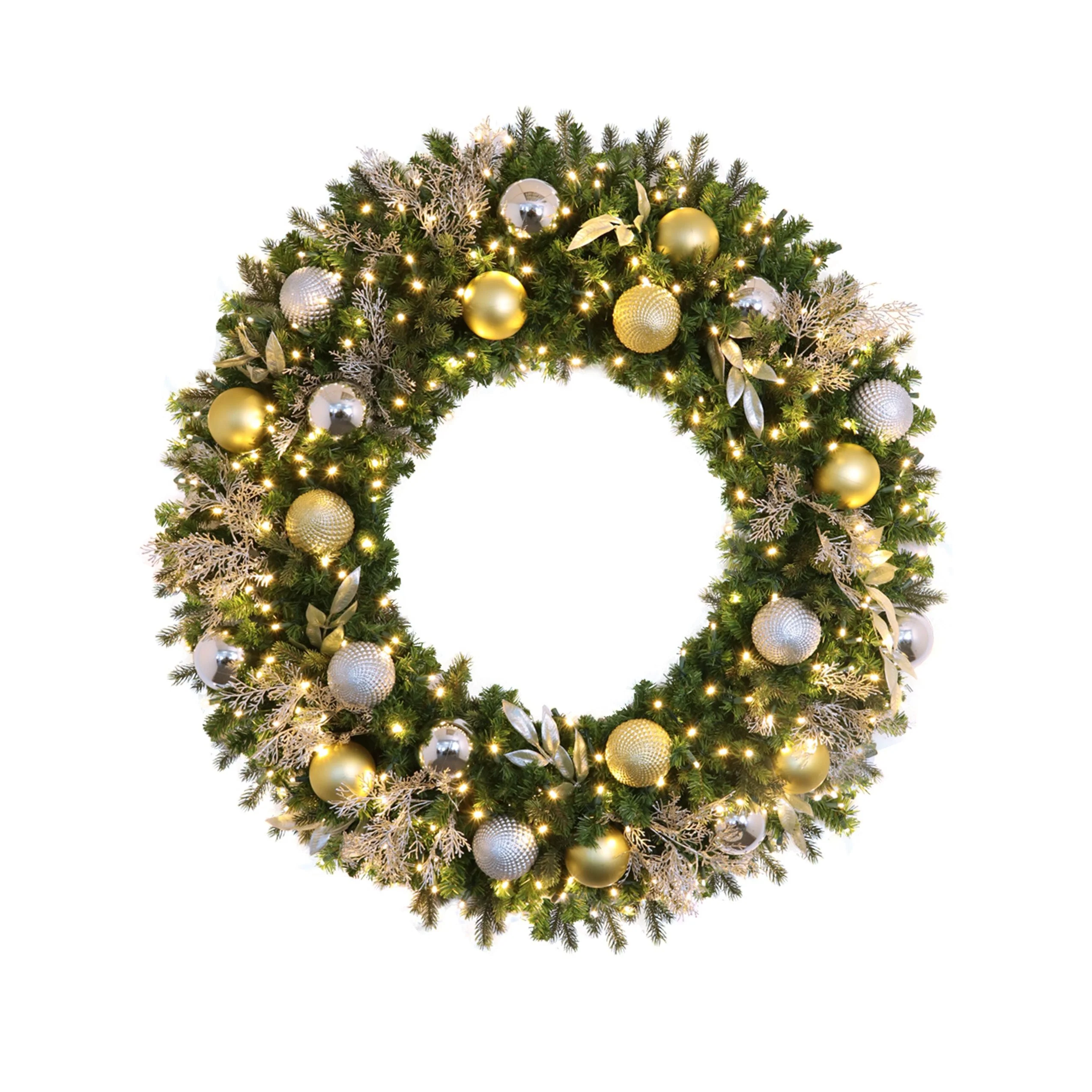 Pre-Decorated Mixed Pine Artificial Christmas Wreath, LED Lit (Warm White), 2ft to 5ft - Image 3