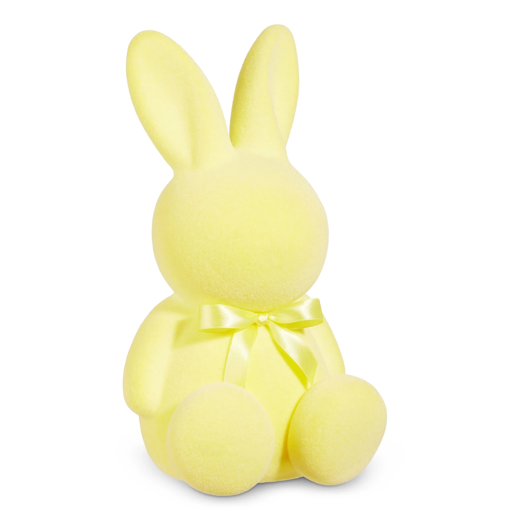 Yellow Flocked Bunny Figurine, 12"