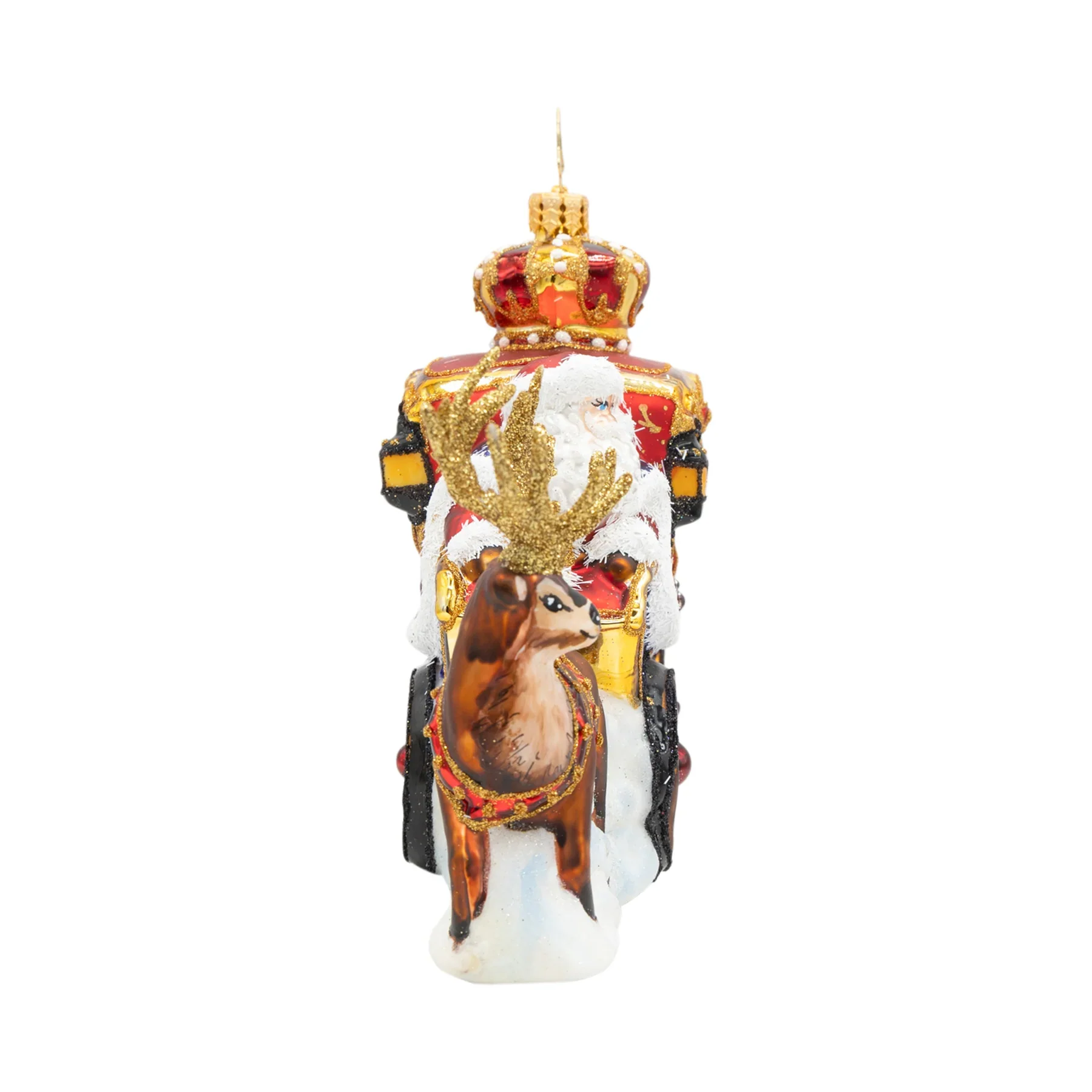 Yuletide Carriage Ride Santa Glass Ornament, 5" - Image 6